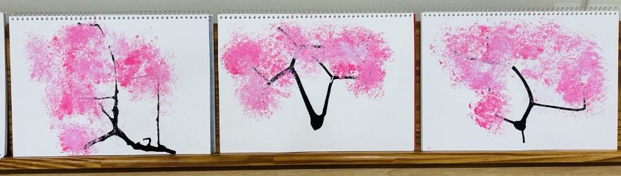 ♡미술놀이(물감찍기) - 벚꽃나무♡